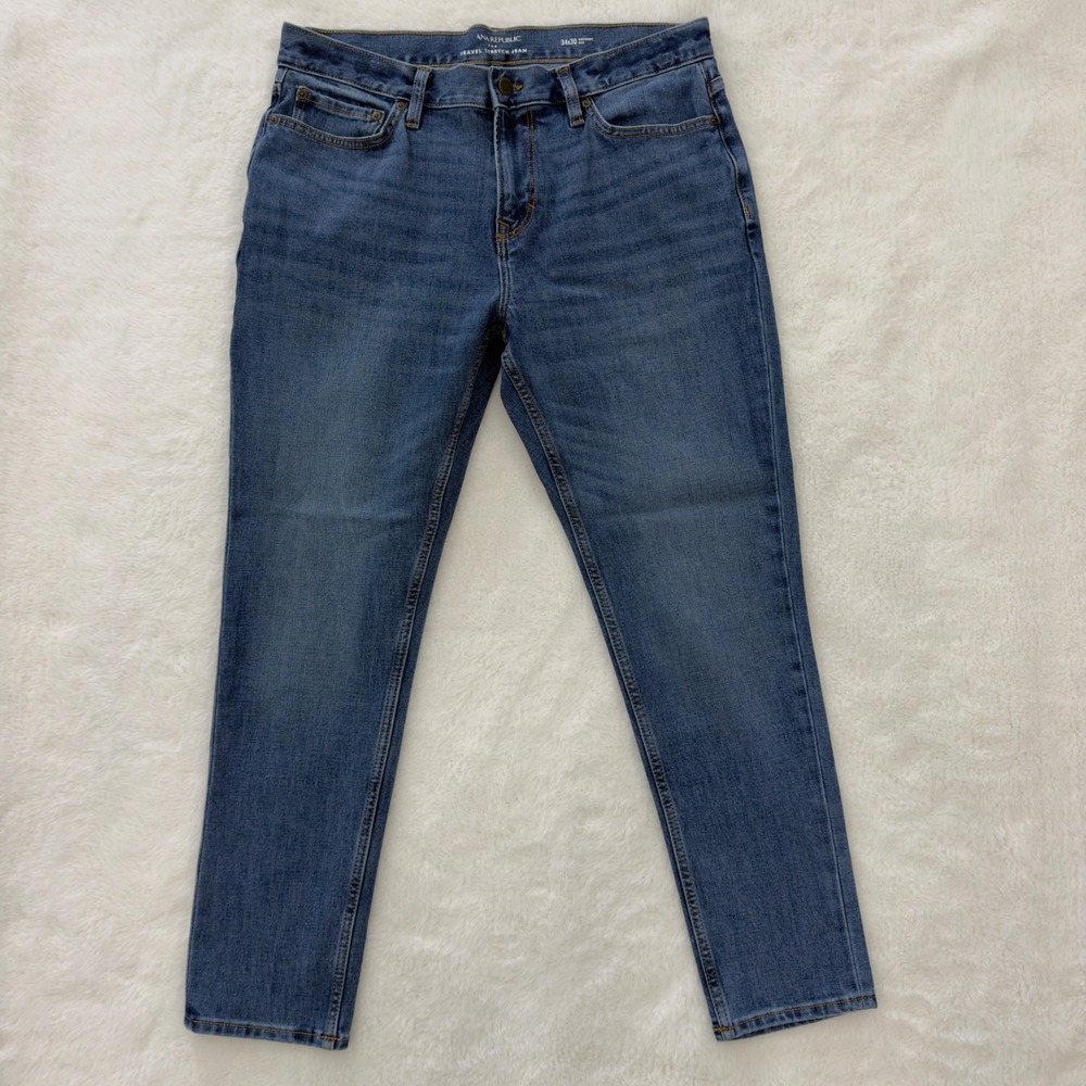 Banana Republic Travel Stretch Jeans Mens 34x30 Skinny Fit Medium Wash Denim